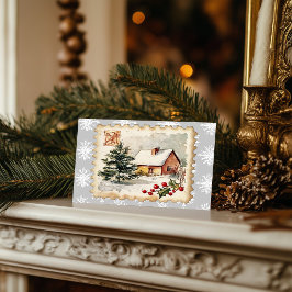 Vintage Christmas Hütte Postage Briefmarke Feiertagspostkarte