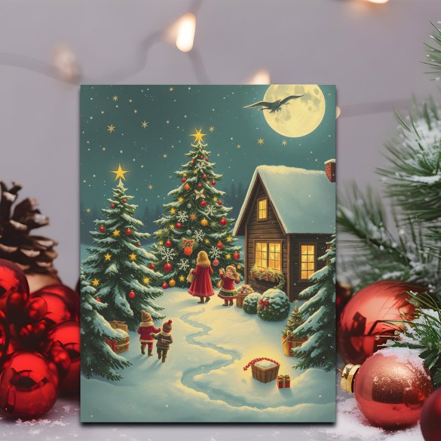 Vintage Christmas Illustration Feiertagspostkarte (Von Creator hochgeladen)