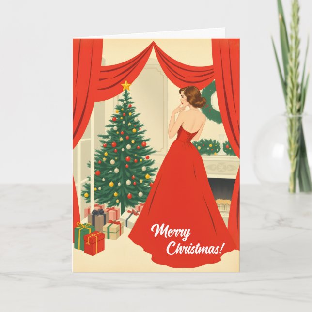 Vintage Christmas Illustration Karte (Vorderseite)