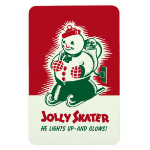 Vintage Christmas Jolly Patinage Magnet