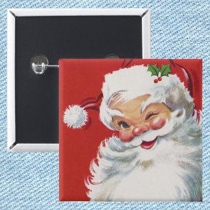Vintage Christmas, Jolly Winking Santa Claus Button
