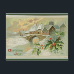 Vintage Christmas Joys Winter Szene Postkarte<br><div class="desc">Auf dieser Postkarte befindet sich eine verschneite Winterlandschaft mit Häusern und einer Brücke. Auf der Rückseite der Originalkarte steht: "Raphael Tuck & Sons "Weihnachtsschnee" Serie der Postkarten Nr. 503-Kunst Verleger zu ihren Majestäten König und Königin." Es steht auch: "Bedruckt nach Verabredung in Sachsen" und es wurde 1909 postmarkiert. Genießen Sie...</div>