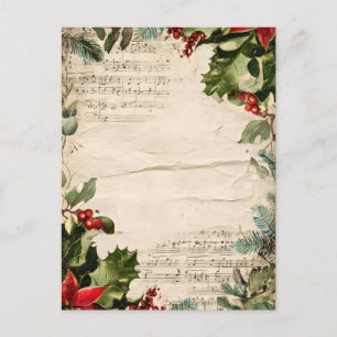Vintage Christmas Junk Journal Paper   Antiquitäte Einladungspostkarte