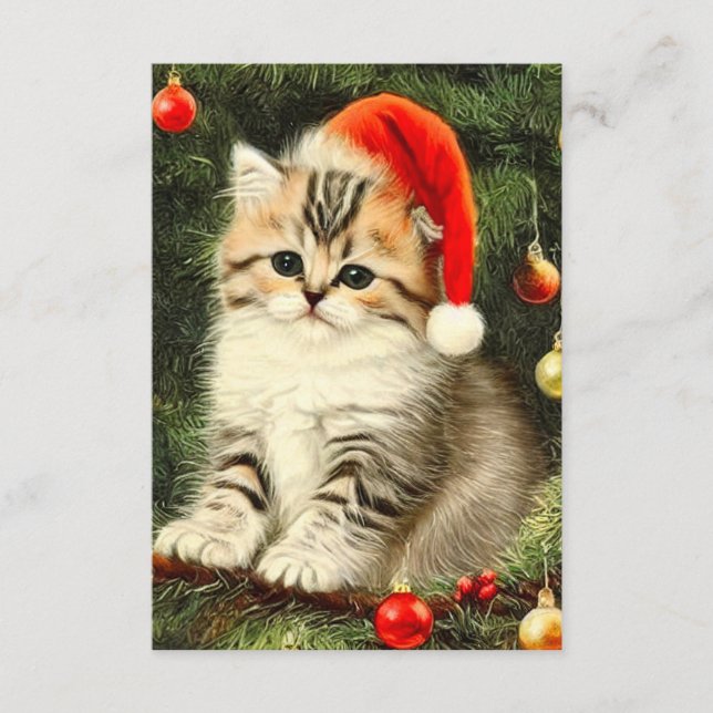 Vintage Christmas Kitten Begleitkarte (Vorderseite)