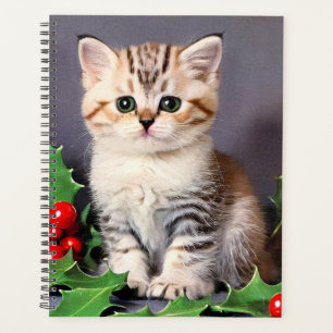 Vintage Christmas Kitten et Holly