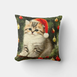 Vintage Christmas Kitten Kissen