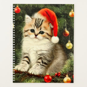 Vintage Christmas Kitten Planer
