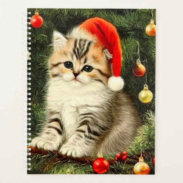 Vintage Christmas Kitten Planer (Vorderseite)