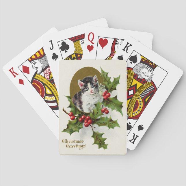 Vintage Christmas Kitten Spielkarten (Rückseite)