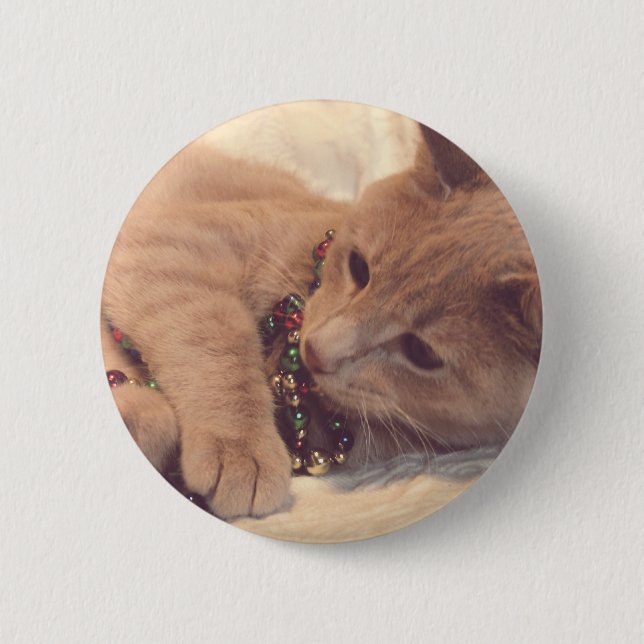 Vintage Christmas Kitty Button (Vorderseite)