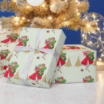 Vintage Christmas Lady präsentiert Red Green Gold Geschenkpapier<br><div class="desc">Weihnachten,  wie es in den 1950er Jahren aussah,  mit diesem Retro-Kunstwerk einer Dame,  die alle in einem voll roten Kleid gekleidet war.</div>