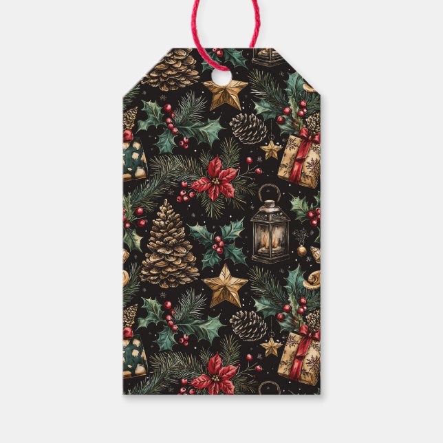 Vintage Christmas Lanterns Geschenkanhänger (Vorderseite)