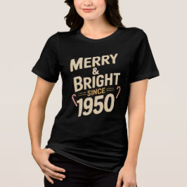 Vintage Christmas Lettering Merry & Bright Since Tri-Blend Shirt
