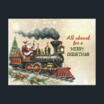 Vintage Christmas Locomotive Train Postkarte<br><div class="desc">Ihre Freunde werden diese Liebe mit Ihren Wünschen für die Weihnachtsferien erhalten.</div>