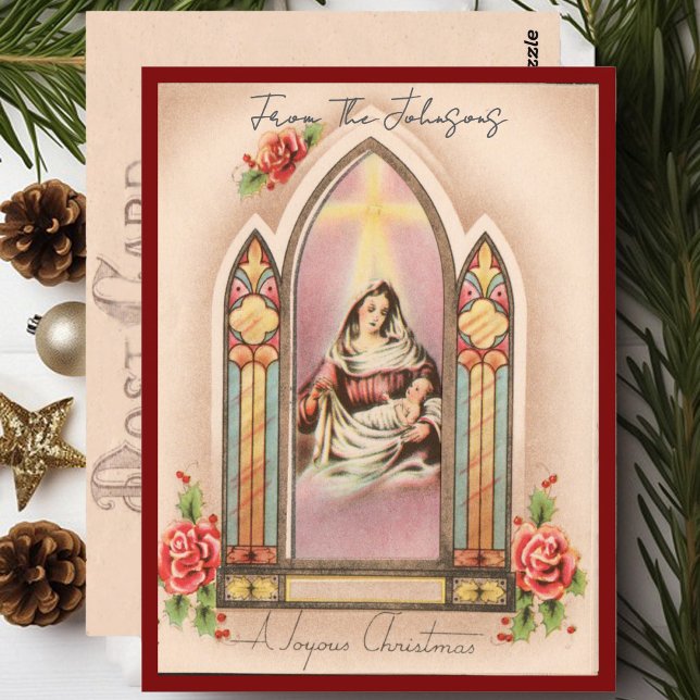 Vintage Christmas Madonna Individuelle Name Postkarte (Von Creator hochgeladen)