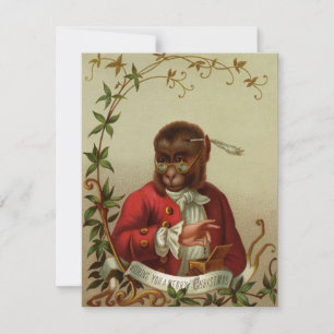 Vintage Christmas Monkey Feiertagskarte