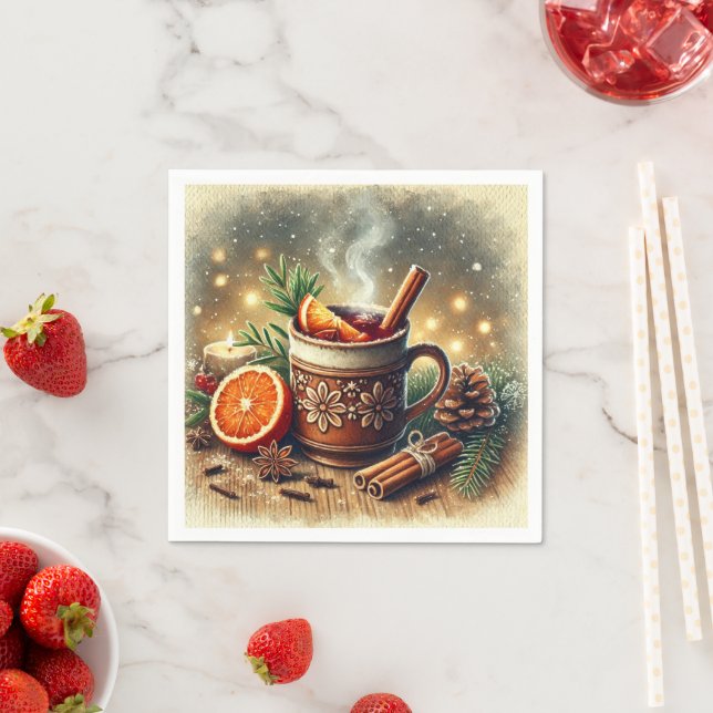 Vintage Christmas Mulled Apple Cider Decoupage Serviette (Beispiel)