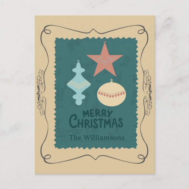 Vintage Christmas Ornaments Postkarte (Vorderseite)