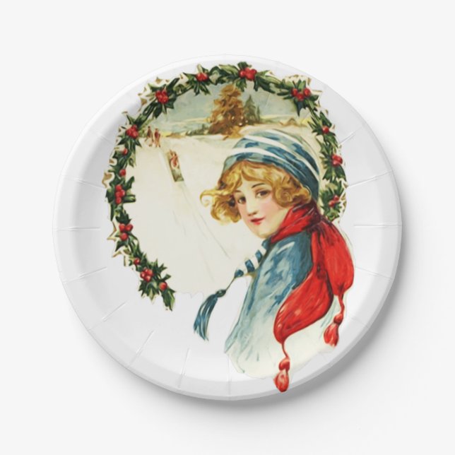 Vintage Christmas Pappteller (Vorderseite)