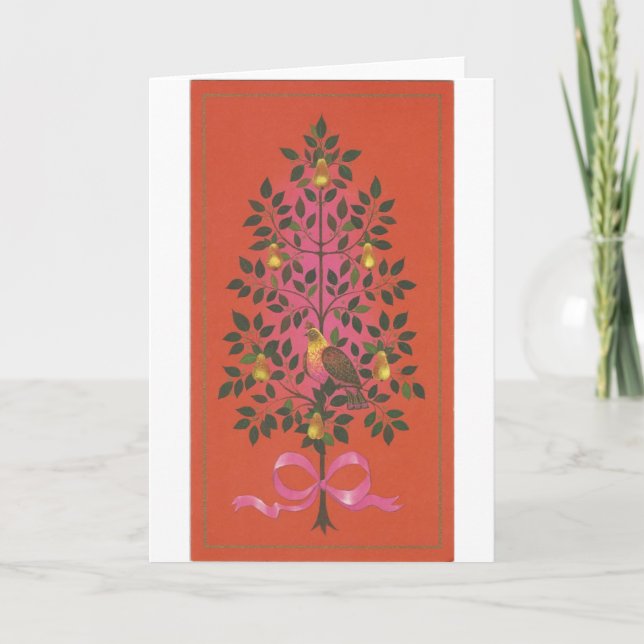 Vintage Christmas Partridge Feiertagskarte (Vorderseite)