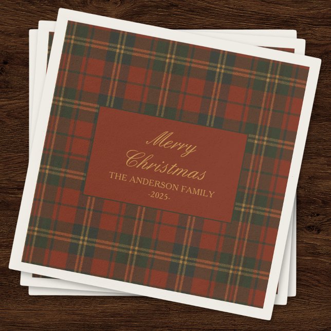 Vintage Christmas Party Plaid Classic Timeless Serviette (Von Creator hochgeladen)