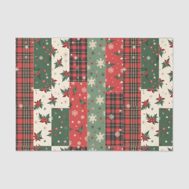 Vintage Christmas Patchwork Seidenpapier (Vorderseite)