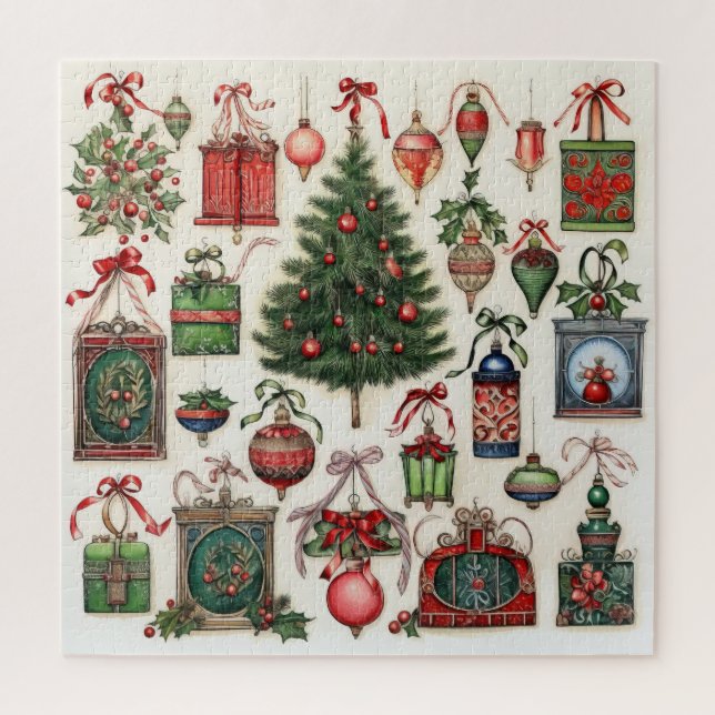 Vintage Christmas Pattern Puzzle (Vertikal)