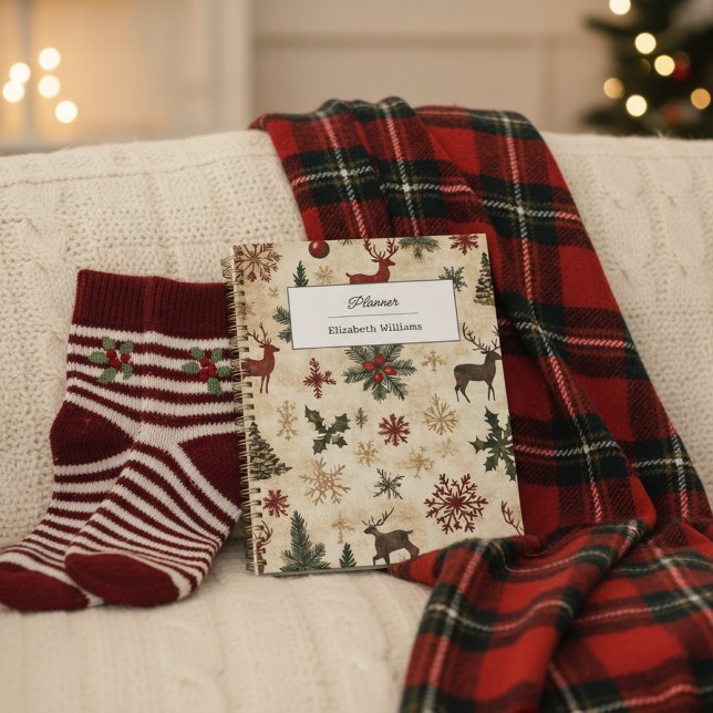 Vintage Christmas Pattern Retro Holiday Journal (Créateur téléchargé)