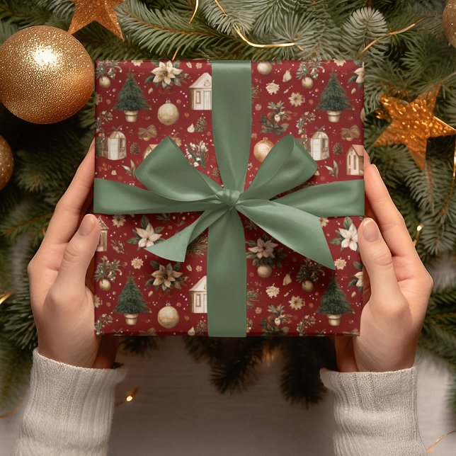 Vintage Christmas Pattern Wrapping Paper Geschenkpapier (Von Creator hochgeladen)