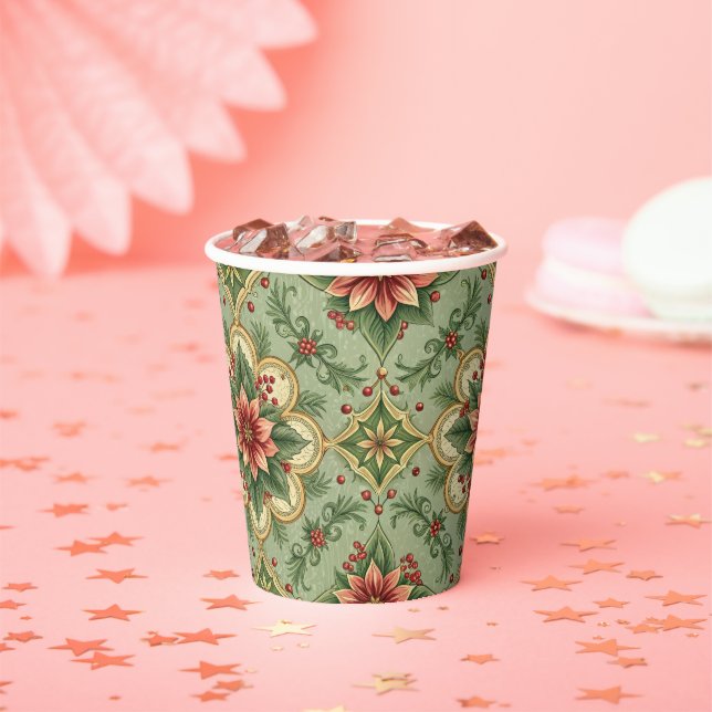 Vintage Christmas Poinsettia Pappbecher (Insitu)