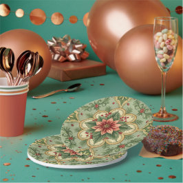 Vintage Christmas Poinsettia  Pappteller