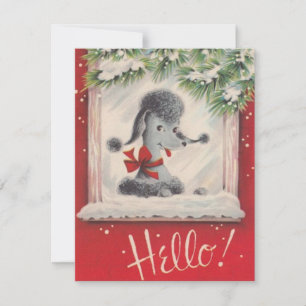 Vintage Christmas Poodle Feiertagskarte