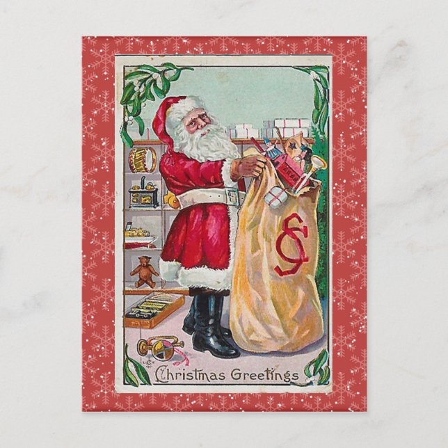 Vintage Christmas Postacrd Feiertagspostkarte (Vorderseite)