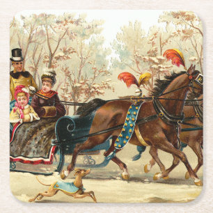 Vintage Christmas Rechteckiger Pappuntersetzer