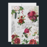 Vintage Christmas Rose Joyeux Weihnachten Ephemera<br><div class="desc">Elegante und detailreiche Weihnachtsblumenkomposition mit Typografie des "Joyeux Weihnachtens",  handgeschriebener Schrift,  Portragrafie,  Heilige,  Misteloe und tiefrote und Elfenbein-Rose auf uralter Pergamentbasis.</div>
