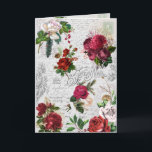 Vintage Christmas Rose Joyeux Weihnachten Ephemera<br><div class="desc">Elegante und detailreiche Weihnachtsblumenkomposition mit Typografie des "Joyeux Weihnachtens",  handgeschriebener Schrift,  Portragrafie,  Heilige,  Misteloe und tiefrote und Elfenbein-Rose auf uralter Pergamentbasis.</div>