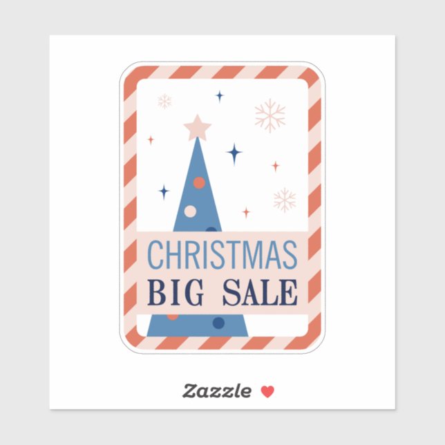 Vintage Christmas Sale Sticker With Blue Tree (Blatt)