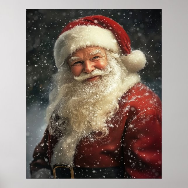 Vintage Christmas Santa Claus Portrait Poster (Vorne)