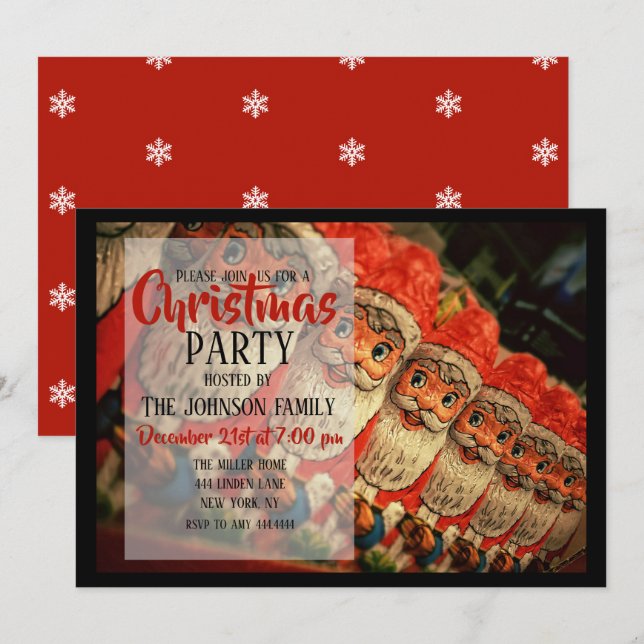 Vintage Christmas Santa Paper Einladung (Vorne/Hinten)