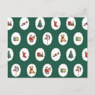 Vintage Christmas Santa retro stripes Postkarte