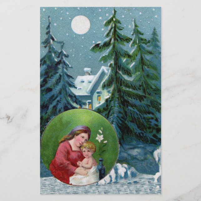 Vintage Christmas Scene Briefpapier (Vorderseite)
