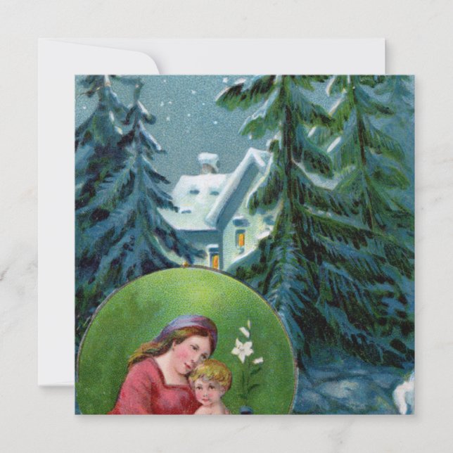 Vintage Christmas Scene Feiertagskarte (Vorderseite)
