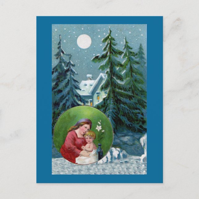 Vintage Christmas Scene Feiertagspostkarte (Vorderseite)