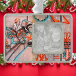 Vintage Christmas Shopping Rahmen-Ornament Silber<br><div class="desc">Zwei Frauen kaufen Weihnachten ein.</div>