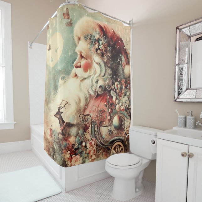 Vintage Christmas Shower Curtain Duschvorhang (Beispiel)