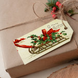 Vintage Christmas Sleigh Grüße Geschenkanhänger<br><div class="desc">Weihnachtsfeiertag von Ellen Clapsaddle Geschenktag</div>