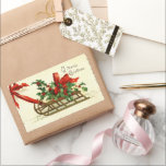 Vintage Christmas Sleigh Grüße Rechteckiger Aufkleber<br><div class="desc">Weihnachts-Schlittengrüße von Ellen Clapsaddle Geschenksticker.</div>