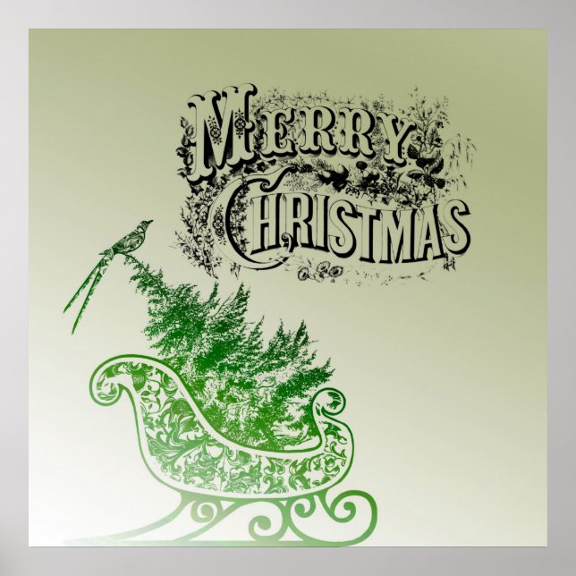 Vintage Christmas Sleigh Poster (Vorne)