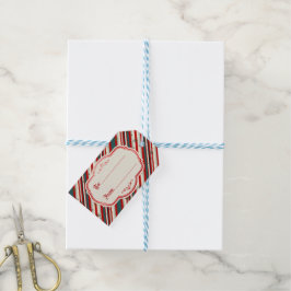Vintage Christmas Snowflake Speckled Stripes Geschenkanhänger