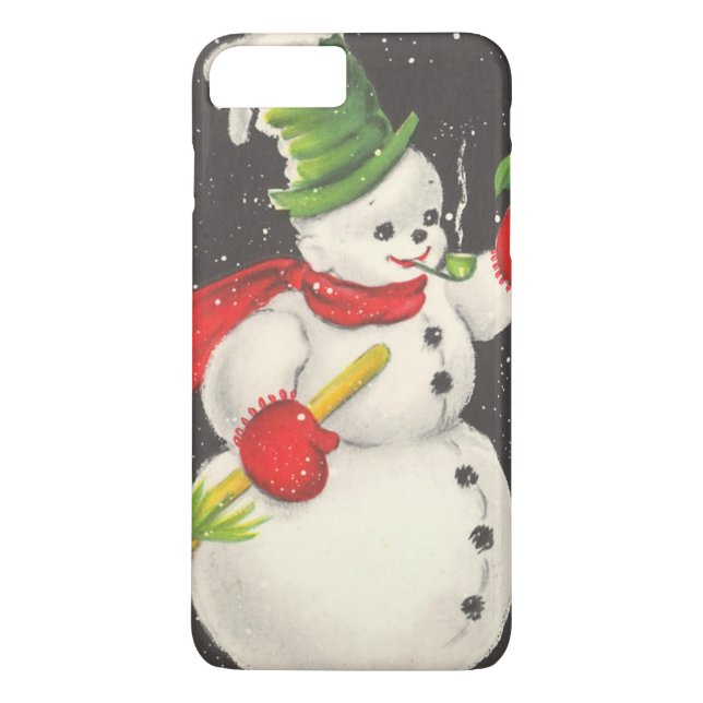 Vintage Christmas Snowman Case-Mate iPhone Hülle (Rückseite)